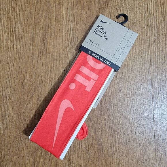 Nike Dri-Fit Technology Head Tie Unisex Headband White Red Just Do It One-size - Picture 7 of 10